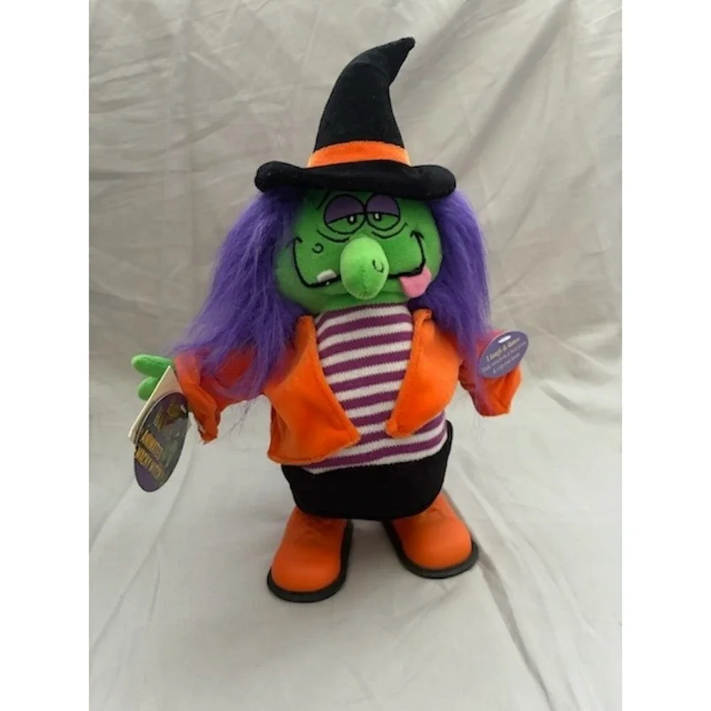 Vintage 1990s Happy Haunters Animated Wacky Witch Laughing Dancing Plush Toy